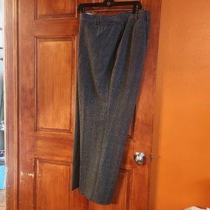 Gray pants with purple and light gray stripped pattern